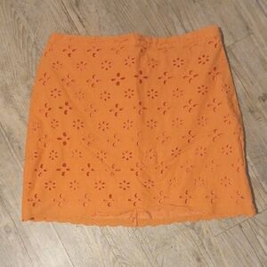 LOFT Womens Size 8 Orange Eyelet Mini Skirt